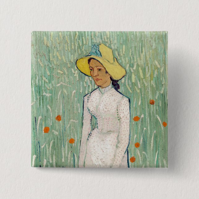 Bóton Quadrado 5.08cm Vincent van Gogh - Rapariga de Branco (Frente)