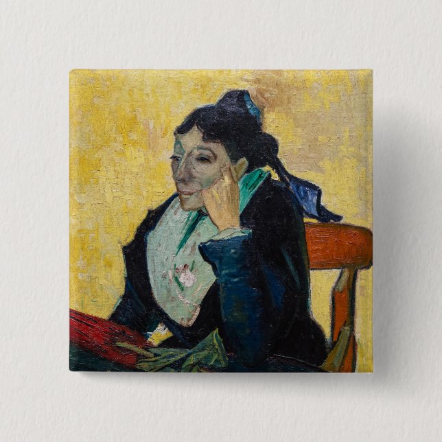 Bóton Quadrado 5.08cm Vincent Van Gogh - Retrato de Madame Ginoux (Frente)