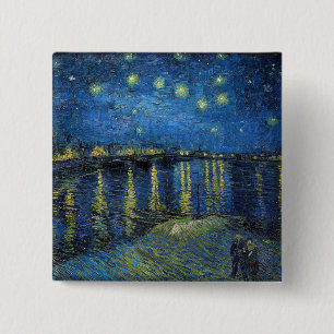 Bóton Quadrado 5.08cm Vincent van Gogh - Starry Night Over the Rhone