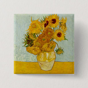 Bóton Quadrado 5.08cm Vincent Van Gogh Sunflower