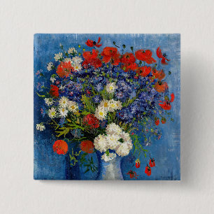 Bóton Quadrado 5.08cm Vincent van Gogh - Vase com Cornflower e Poppies
