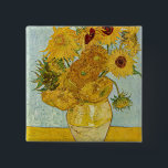 Bóton Quadrado 5.08cm Vincent Van Gogh - Vase com Doze Girassóis<br><div class="desc">Vase com Doze girassóis / Vase avec douze tournesols - Vincent Van Gogh,  agosto de 1888 - Sunflower 1888 terceira versão (F456)</div>