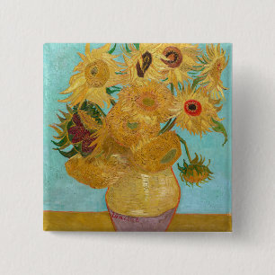 Bóton Quadrado 5.08cm Vincent Van Gogh - Vase com Doze Girassóis