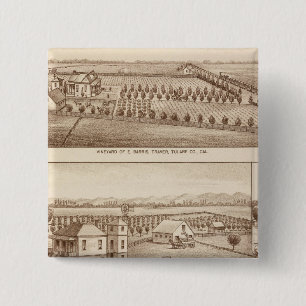 Bóton Quadrado 5.08cm Vinhas, fazendas, Tulare Co, Califórnia