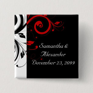 Bóton Quadrado 5.08cm Vinhas Negras e Vermelhas