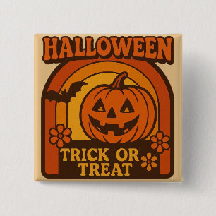 Bóton Quadrado 5.08cm Vintage 1970s Trick or Tratat Halloween