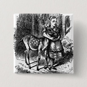Bóton Quadrado 5.08cm Vintage Alice no impressão do bambi da jovem cor