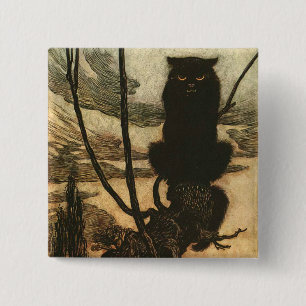 Bóton Quadrado 5.08cm Vintage assustador Rackham do gato preto do Dia