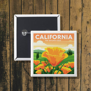 Bóton Quadrado 5.08cm Vintage California