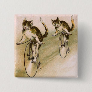 Bóton Quadrado 5.08cm Vintage Cats on Bikes