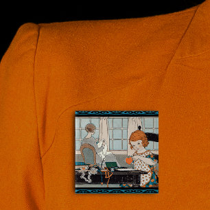 Bóton Quadrado 5.08cm Vintage Child Girl Namorados para a Mãe