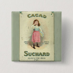 Bóton Quadrado 5.08cm Vintage Chocolate Kiss Girl da França