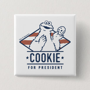 Bóton Quadrado 5.08cm Vintage Cookie Monster para Presidente
