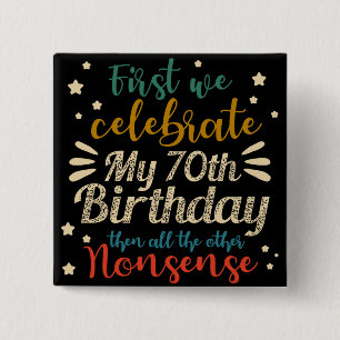 Bóton Quadrado 5.08cm vintage decorativo incrível aniversário de 70