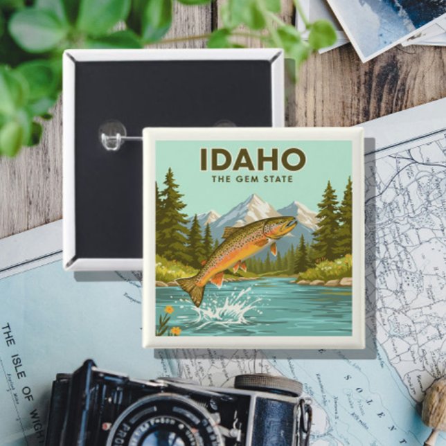 Bóton Quadrado 5.08cm Vintage Idaho (Criador carregado)