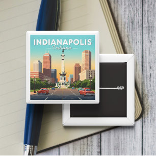 Bóton Quadrado 5.08cm Vintage Indianapolis Indiana