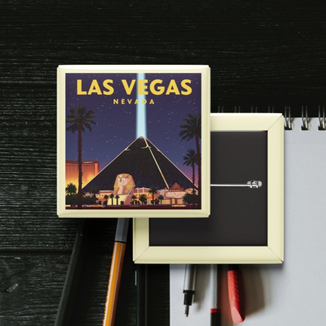 Bóton Quadrado 5.08cm Vintage Las Vegas Nevada (Criador carregado)