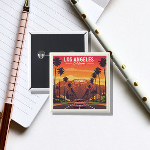 Bóton Quadrado 5.08cm Vintage Los Angeles California