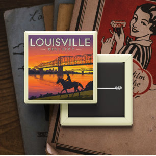 Bóton Quadrado 5.08cm Vintage Louisville Kentucky