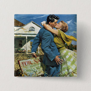 Bóton Quadrado 5.08cm Vintage Love and Romance Newlyweds Comprar Primeir