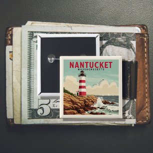 Bóton Quadrado 5.08cm Vintage Nantucket Massachusetts