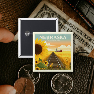 Bóton Quadrado 5.08cm Vintage Nebraska