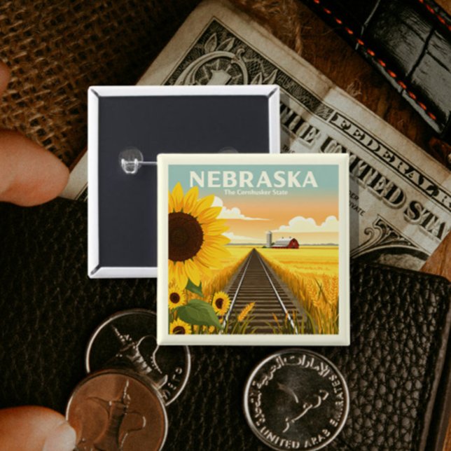 Bóton Quadrado 5.08cm Vintage Nebraska (Criador carregado)