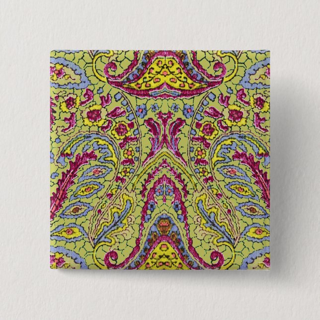 Bóton Quadrado 5.08cm Vintage Paisley (Frente)