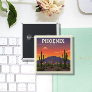 Bóton Quadrado 5.08cm Vintage Phoenix Arizona