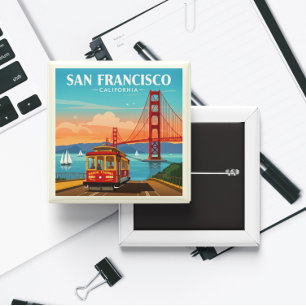 Bóton Quadrado 5.08cm Vintage San Francisco California