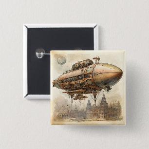 Bóton Quadrado 5.08cm Vintage Steampunk Zeppelin (12)