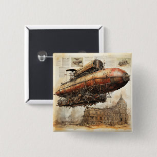Bóton Quadrado 5.08cm Vintage Steampunk Zeppelin (3)
