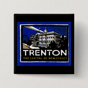 Bóton Quadrado 5.08cm Vintage Trenton NJ Poster