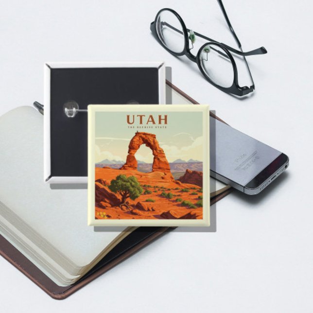 Bóton Quadrado 5.08cm Vintage Utah (Criador carregado)
