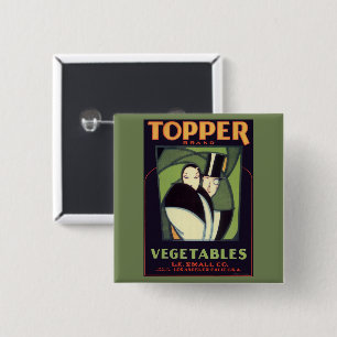 Bóton Quadrado 5.08cm Vintage Vegetable Topper Label, Art Deco Romance