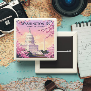 Bóton Quadrado 5.08cm Vintage Washington D.C.