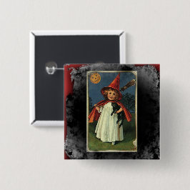 Bóton Quadrado 5.08cm Vintage Young Halloween Witée Eerie Background