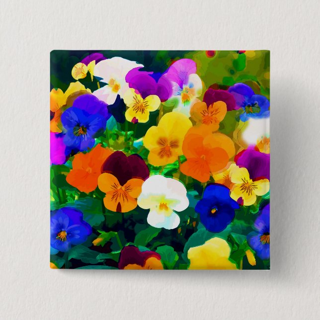 Bóton Quadrado 5.08cm Violetas pintadas (2012 (Frente)