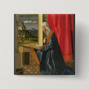 Bóton Quadrado 5.08cm Virgem Maria, do diptych do aviso (óleo sobre