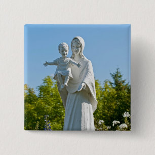 Bóton Quadrado 5.08cm Virgem Maria e Menino Jesus em Remagen