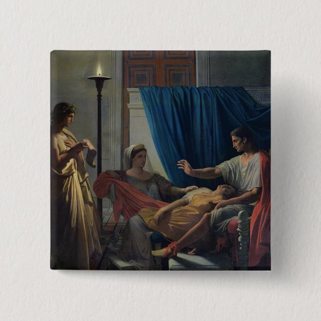 Bóton Quadrado 5.08cm Virgil que lê o Aeneid (Frente)