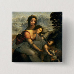 Bóton Quadrado 5.08cm Virgin e criança com St Anne, c.1510