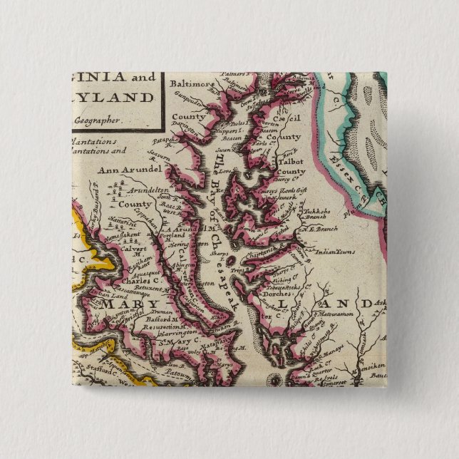 Bóton Quadrado 5.08cm Virginia e Maryland (Frente)