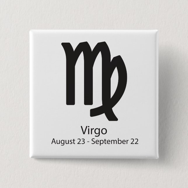 Bóton Quadrado 5.08cm Virgo zodiac, 23 de agosto - 22 de setembro (Frente)