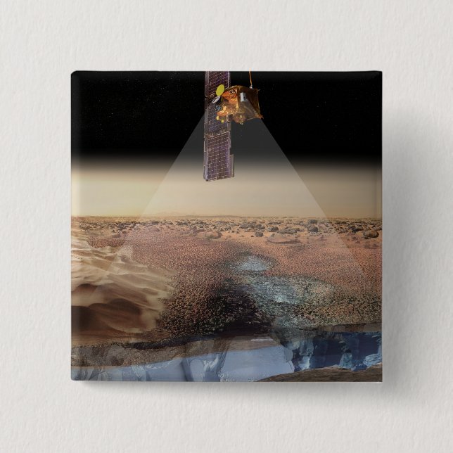 Bóton Quadrado 5.08cm Visão Artista sobre Odisseia Detectando Gelo (Frente)