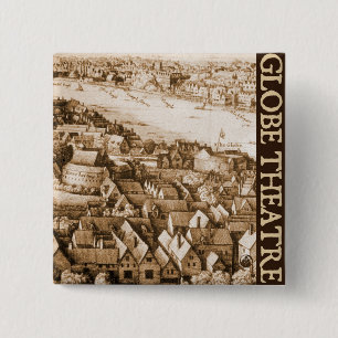 Bóton Quadrado 5.08cm Visão de longo prazo do teatro do globo de Hollar