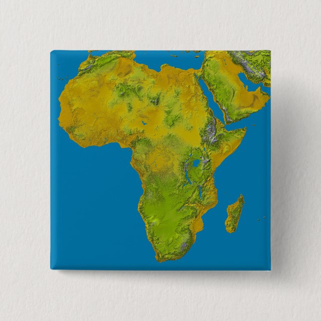 Bóton Quadrado 5.08cm Visão topográfica da África (Frente)