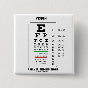 Bóton Quadrado 5.08cm Visão uma vista interminável (carta de Snellen)