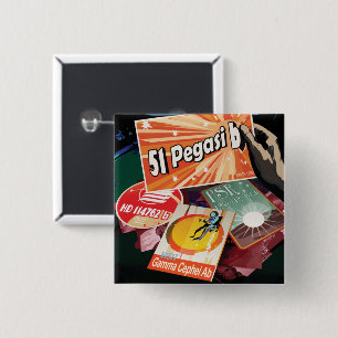 Bóton Quadrado 5.08cm Visite o primeiro exoplaneta encontrado fora do si