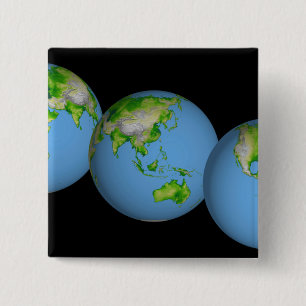 Bóton Quadrado 5.08cm Visões topográficas do mundo